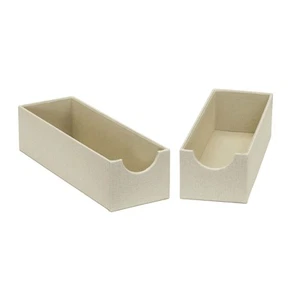 Cream Narrow Deep Drawer Organizer Boxes for Storage | 2pc Set - Picture 1 of 9
