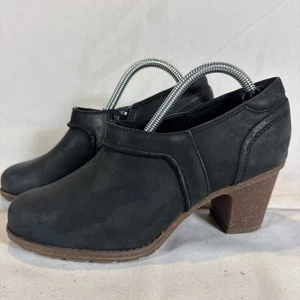 Clarks Ankle Boots Women 6 Sashlin Aleta Black Matte Leather Booties Moto Zip - Picture 1 of 6