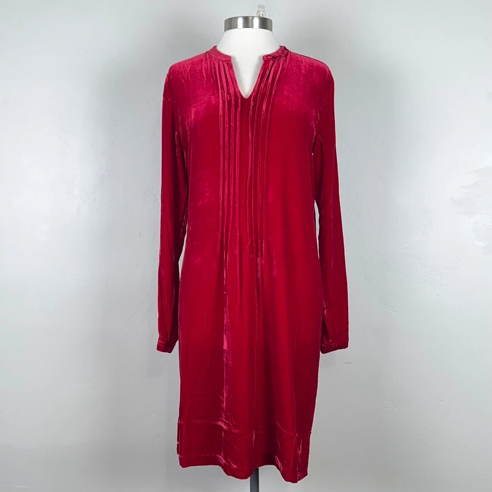 Vestido Catálogo Sundance Mujer M Terciopelo Encantamiento Vacaciones Plisado Mezcla Seda Foto 1 de 4