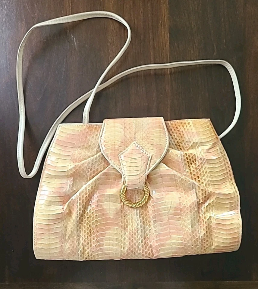 Bandolera genuina de piel de serpiente J Renee ombre pastel cartera correa larga años 90 vintage Foto 1 de 4