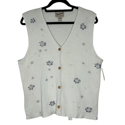 Chaleco cárdigan tejido bordado floral sin mangas XL Woolrich nuevo con etiquetas de colección para mujer Foto 1 de 4