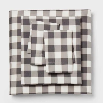 Microfiber Sheet Set - Room Essentials™ Size full  Gray Plaid - Image 1 of 3