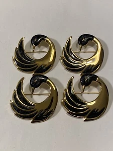 Vintage Gold & Enamel Swan Brooch * NEW OLD STOCK * Lot Of 4 - Picture 1 of 4