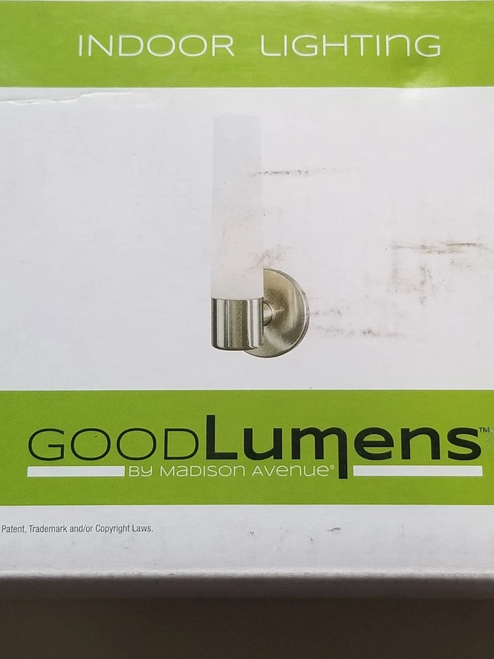 Hampton Bay Arla 1-light Brushed Nickel Sconce With Tube Etched Glass