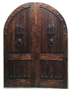 Rustic reclaimed lumber DOUBLE door solid wood story book castle winery - Picture 1 of 12