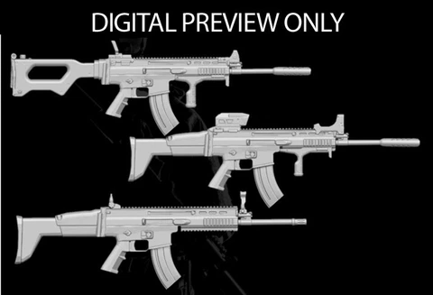 Scar L Battle Rifle Set of 3 1:18 scale weapon 3.75" Action Figure Cover