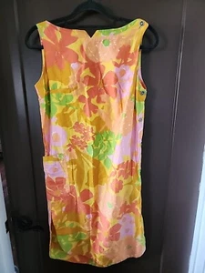 Nani Of Hawaii 60s Shift Dress Floral Side Button Mod Hippy Boho Chic 36 Ch S/m - Picture 1 of 4