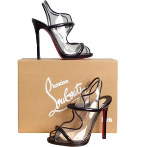 CHRISTIAN LOUBOUTIN- Black Patent & Clear Plastic Heels, Size 36 - Picture 1 of 6