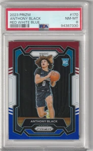 Anthony Black Rookie Card 2023-24 Panini Prizm Red White Blue PSA 8 #170 - Foto 1 di 2