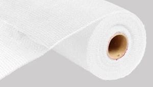 10 Inch x 30 Feet Deco Poly Mesh Ribbon - White Non Metallic : RE130227 - Picture 1 of 4