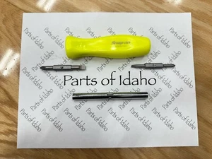 Snap on Tools NEW HI VIZ YELLOW Hard Grip Reversible Blade Screwdriver SDDD41 - Foto 1 di 10