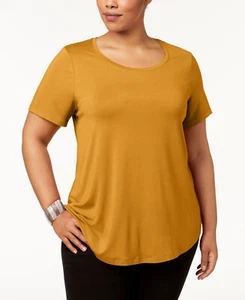 Jm Collection Plus Size 3X Short-Sleeve Top in Summer Mango Yellow NWT - Picture 1 of 1