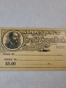 Libro de cupones de crédito mejorado de Allison por Allison Coupon Company Indianapolis Ind - Imagen 1 de 3