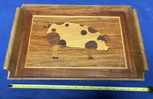 1960er Mid Century Habitat International Fat Cat Bandana Holz Intarsien Serviertablett - Bild 1 von 6