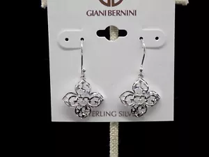 Giani Bernini Drop Earrings Filigree Flower Sterling Silver Diamond-cut MSRP $85 - Picture 1 of 5