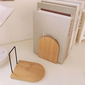 2 Pcs Wooden Bookends Simple Shape Rounded Edge Book Stoppers for Study Room - Picture 1 of 18