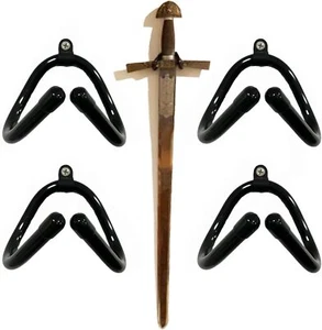 Pmsanzay 4 Pack Mini Adjustable Sword Wall Mount Hook Display Hanger Black  - Picture 1 of 6
