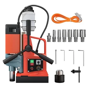 1500W 7 HSS Bits Magnetic Drill 13000N Portable Mag Drill Press 810RPM 2in - Picture 1 of 10