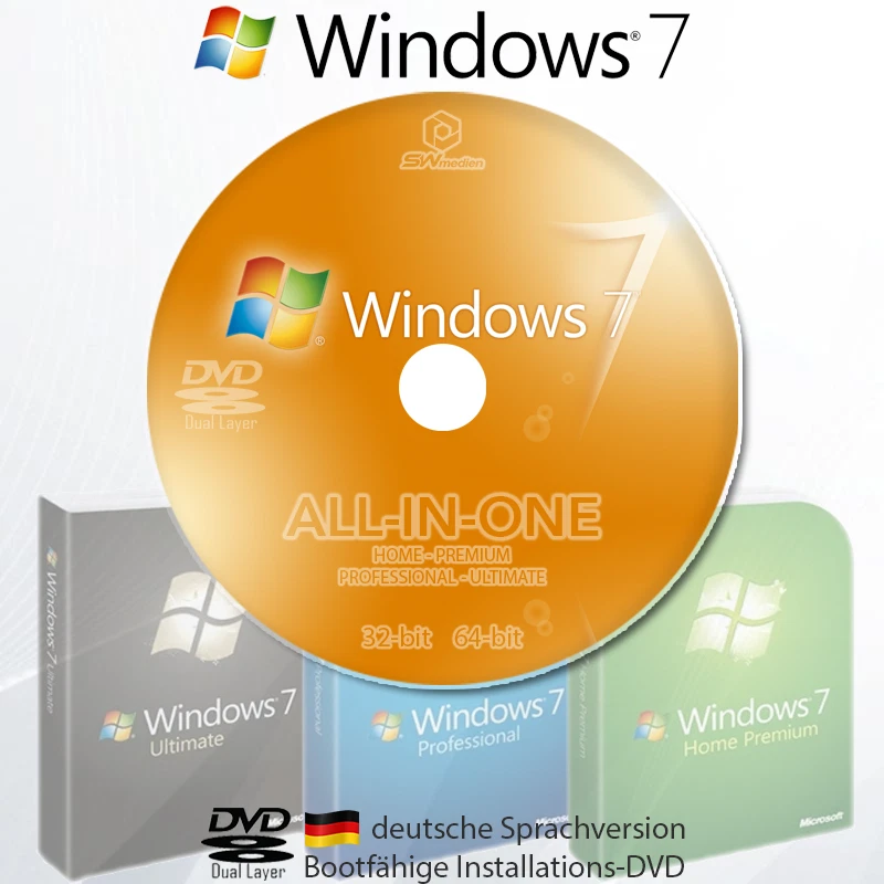 WINDOWS 7 HOME PREMIUM PROFESSIONAL ULTIMATE INSTALLATIONS DVD BOOTFÄHIG - Bild 1 von 1