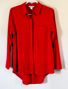 Athleta Women's Red Urbanite Textured Button Down Blouse Top Size L - Picture 1 of 7