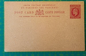 St. Vincent postcard, period from 1902, One Penny, unused, rare - Picture 1 of 5