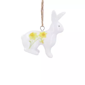 Gisela Graham Ceramic Daffodil Design Hanging Rabbit Easter Home Decoration - Picture 1 of 1