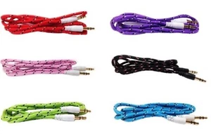 6FT LONG 3.5mm audio stereo aux braided cable FOR Apple iPhone 6 5S ipod Samsung - Picture 1 of 24