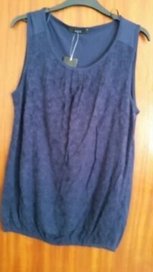 bnwt lined navy lace fronted top sz 14 - Picture 1 of 2