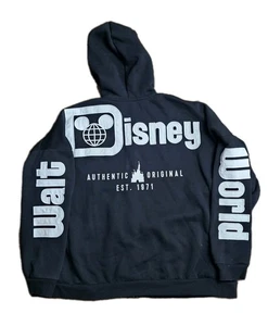 Walt Disney World Park exklusiver schwarzer Hoodie mit Reißverschluss Mickey Logo Spellout XXL - Bild 1 von 10