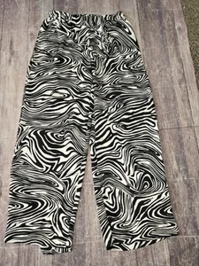 H&M Wide Leg Elastic High-Rise Satin Pull On Drawstring Pant Womens Size Med - Picture 1 of 7