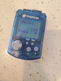 Sega Dreamcast VMU Clear Blue HKT-7000 Tested Works!