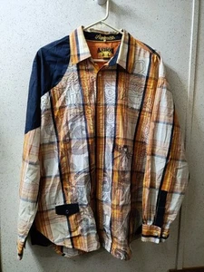 Akademiks Button Down Shirt Plaid Embroidered Men's XL Blue Orange Clean HipHop - Bild 1 von 15