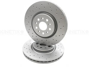 FOR MASERATI GHIBLI 3.0 S 3.0 D M157 CROSS DRILLED FRONT BRAKE DISCS PAIR 345mm - Picture 1 of 9