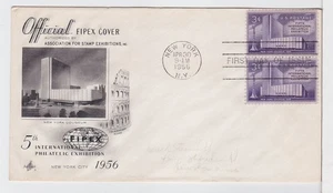 TurtlesTradingPost - FIPEX Stamp Show #1076 FDC 1956 Artcraft Cachet Pair - Picture 1 of 1