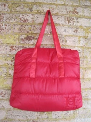 Bolso de Hombro Grande Acolchado Acolchado Rojo Logo Carolina Herrera Buena Niña Foto 1 de 4