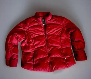 Vintage Eddie Bauer Puffer Coat Size XL 90s Cranberry Red Soft Goose Down - Picture 1 of 6