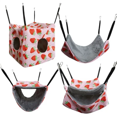 Juego de hamacas de rata hurón 4 piezas cama escondite de conejillo de indias, juguetes suaves para hámster Foto 1 de 4