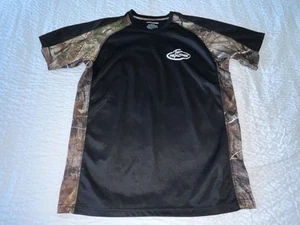 Realtree Team Realtree Black and Camo Short Sleeve Shirt Men's Medium 38-40 - Picture 1 of 6