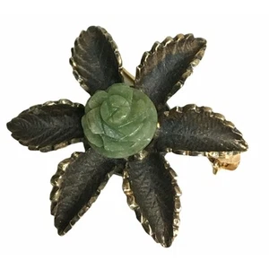 Vintage Danecraft Sterling Silver Faux Jade? Brooch Pin - Picture 1 of 5