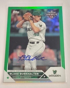 BLAKE BURKHALTER AUTO 2023 Topps Pro Debut #PD-187 GREEN SP /99 #/99 Braves