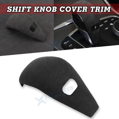 For BMW 3-Series 4dr 2019+ Black Suede Leather Gear Shift Lever Knob Cover Trim - Image 1 of 4