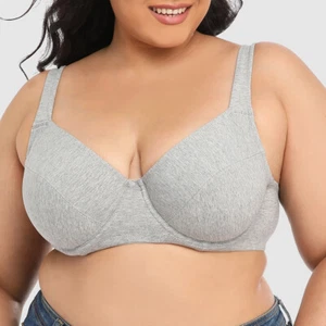 Women Bras Plus Size Soft Lingerie Breathable Full Cup Lightweight Unpadded Bras - Picture 1 of 21