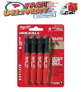 Milwaukee Inkzall Jobsite Permanent Marker, Fine Point Black (4-Pack) - Picture 1 of 4