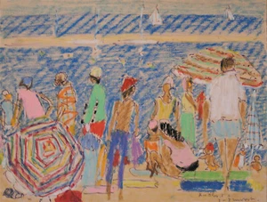 Pierre Pruvost.(1921-2008) Pastel Antibes 1980 .pv284 - Afbeelding 1 van 3