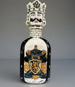 Vintage Barware Pottery Decanter Vodka Bottle With King Head Bottle Stopper 10” - Picture 1 of 7