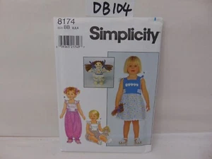 SIMPLICITY SEWING PATTERN UNCUT 8174 BLOOMER DOLL & TODDLER 2,3,4 DRESS - Picture 1 of 3
