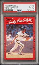 PSA 8 1990 DONRUSS AQUEOUS TEST ANDY VAN SLYKE #244