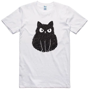 Mens Funny T Shirt Cat Angry Feline Novelty Gift Regular Fit 100% Cotton Tee - Picture 1 of 1