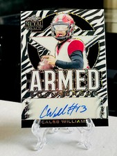 Caleb Williams 2022 Leaf Metal Draft Armed & Dangerous Prismatic Zebra Auto 1/5