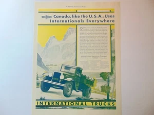 1930 INTERNATIONAL TRUCKS CANADA USED THEM EVERYWHERE Vintage Kunstdruck Anzeige - Bild 1 von 1